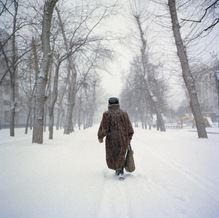 Woman walking down Tverskoy Bulvar, Moscow, 2015