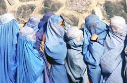 Women queued for a distribution of food in Kabul, Afghanistan, December 2001